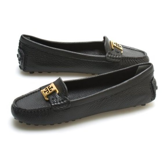 Tory Burch | Black Pebble Kendrick Tumbled Leather Driving Loafer  | Size 8 - Picture 2 of 5
